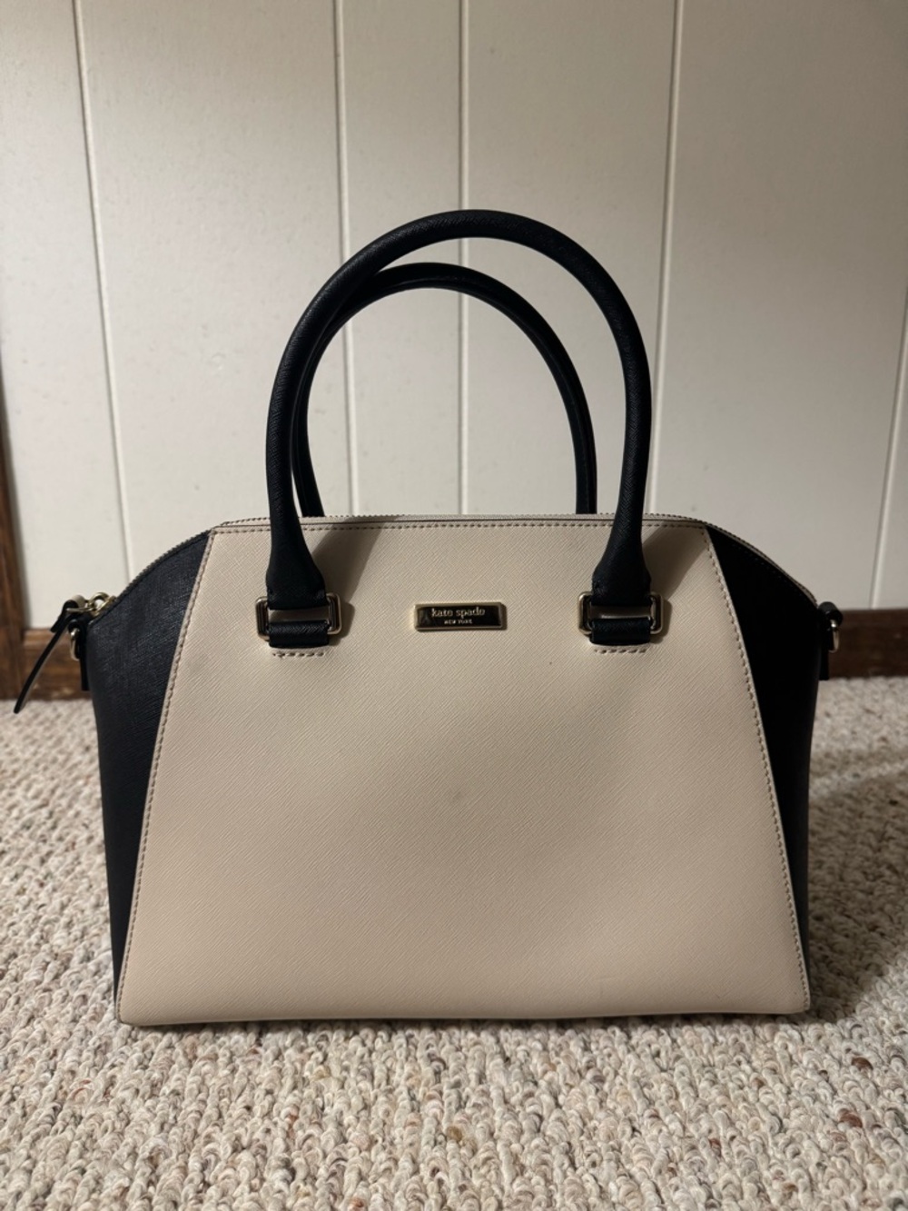 Kate Spade Tilden Place Pippa Almondine/Black Handbag - Picture 2 of 11